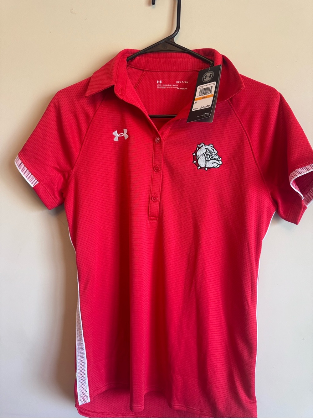 Under Armour Red Girls' Polo with Bulldog Patch